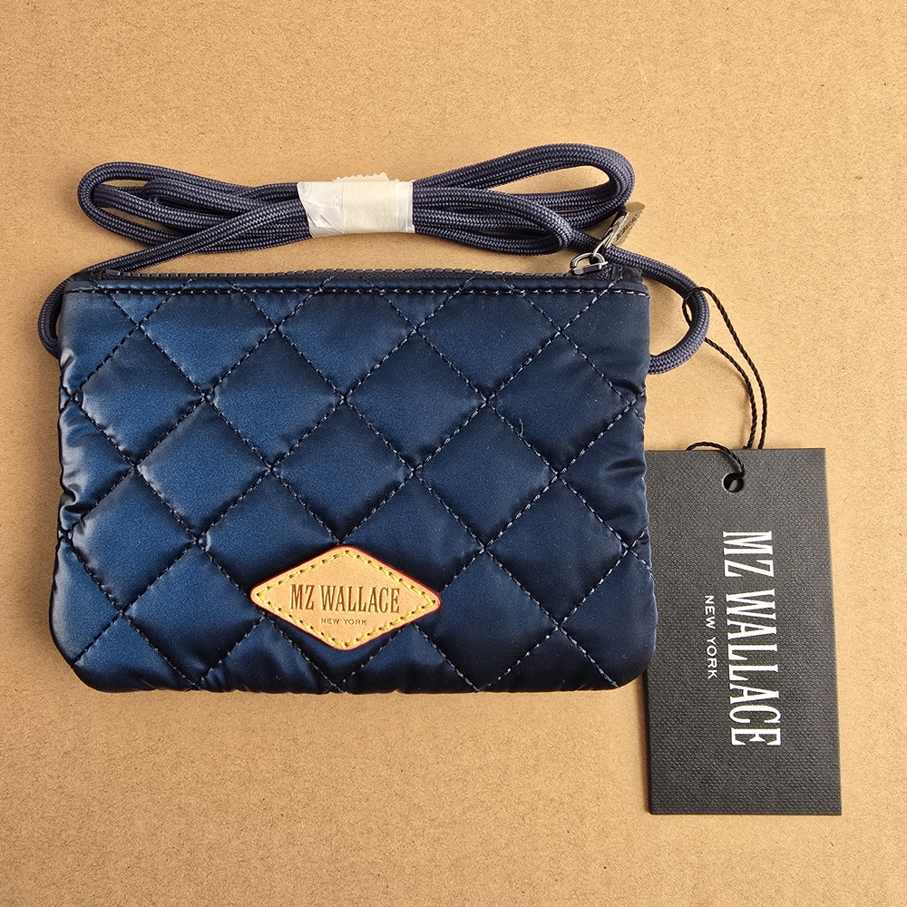 MZ Wallace Navy Quilted Mirco Crossbody Bag L 6inxW 4in